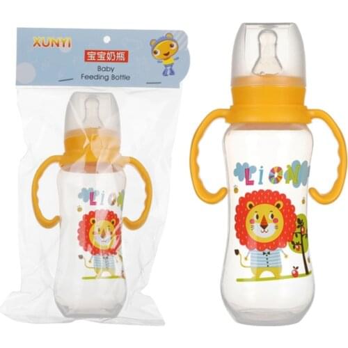 240ml Baby Milk Feeding Bottles With Handle Silicone Bottles Gift Infant Drinking Water Bottle Kids Cup Shower Drying Rack