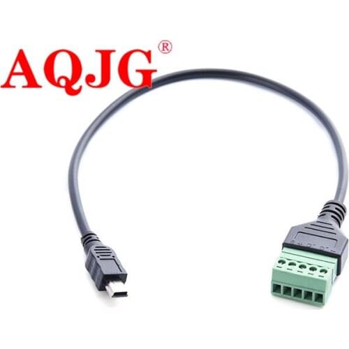 30cm Mini 5p revolution green terminal screw screw pluggable connector data transmission and charging extension cable
