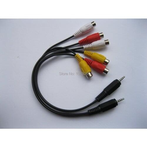 4 pcs 2.5mm Mini AV Plug to 3 Color RCA Female Jack Adapter Audio Video Cable 28cm