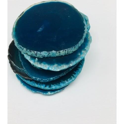 7-8cm Large BLUE Agate Slice Geode Polished Crystal Quartz