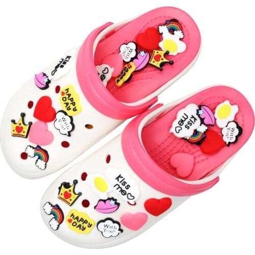 Shoe Accessories Bag Apparel Shoe Charms Heart Rainbow Poached Egg Shoe Decoration Accessories for Croc Jibz Kids Party