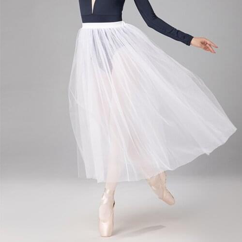 Professional Adults Ballerina Ballet Tutus White Black Pink Red Mesh Lace Long Tutu Elastic Waist Tulle Skirts Women Ball Skirt