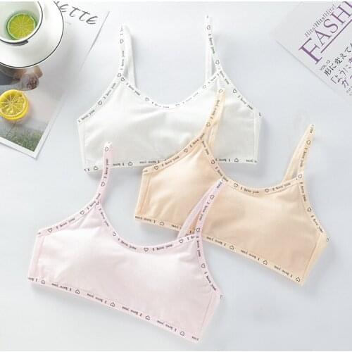 3PCS Kids Girls Bra Underwear Children Soft Cotton Adjustable Underclothes Undies Clothes Teen Sports Training Bras 8 - 16 Y
