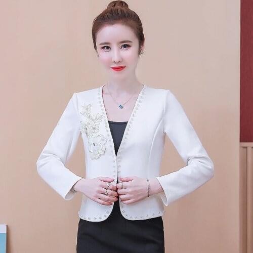 Spring Autumn Women Luxury Designer Jacket Lady Plus Size Bolero Shawl Open Front Biker Coat Beading Applique Outwear Anorak