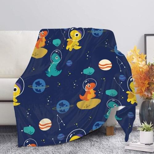 Upetstory Cartoon Dinosaur Blanket for Kids Warm Bed Throw Blanket Soft Sheets Quilt Print on Demand Bedding Children Gift