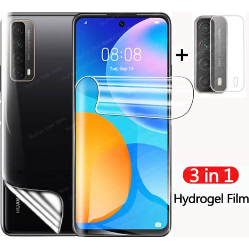 3 in 1 Hydrogel Film For Huawei p smart 2021 Back Screen Protector Camera Lens for huawei p smart plus pro 2019 Film Not Glass