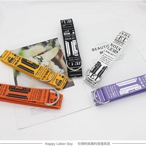 Canvas Belt Men Women Fashion Ins Wind Fashion Personality Printing Double ring Buckle belt Foreign Trade Trend Best-Selling