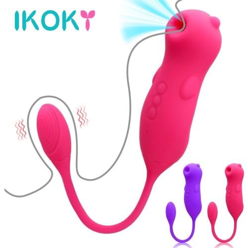 IKOKY Sucking Vibator Clit Nipple Sucker Female Masturbator Sex Toys For Women 2 In 1 G Spot Clitoris Stimulator Vibrating Egg