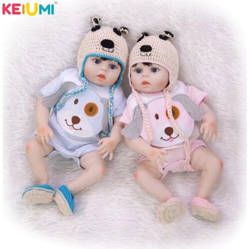KEIUMI Whosale Reborn Baby Doll For Girl And Boy Twins All Silicone Body Handmade Boneca Reborn Realista For Childrens Day Gift