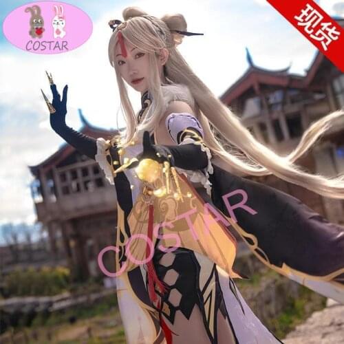 Game Genshin Impact Cosplay Costume Ningguang Cosplay Costume Women Sexy Costume Halloween Dress Shorts Glove Full Set