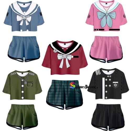 2021 New Fashion Danganronpa V3: Killing Harmony Saihara Shuichi Cosplay Costume Crop Top Shorts Two Piece Sets