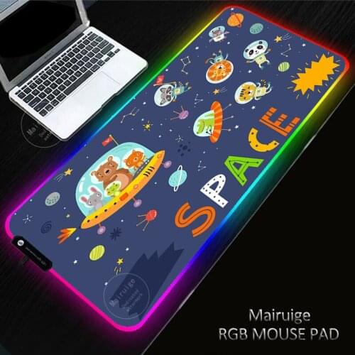 Creative Cute Space LED Light Gaming XXL Genshin Impact Mouse Pad RGB Large Keyboard Cover Non-Slip Rubber DeskMat Game MousePad