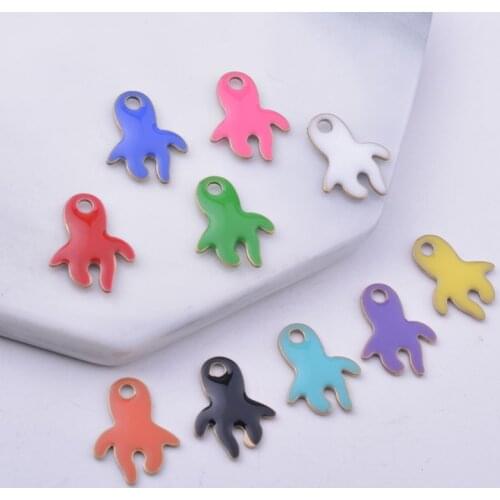 30pcs 10*14mm Copper Both Faced Enamel Octopus Of Marine Animals Charms Cuttlefish Pendant For Earring Necklace Enamel Pendant