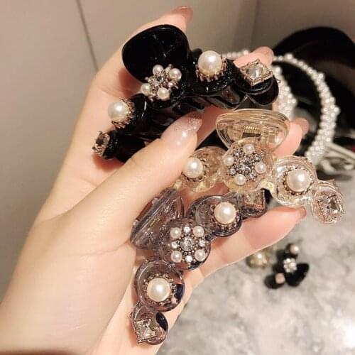 Fashion Girl pearls flowers Hair Claws Beam Hairpin Women Hair Accessories Beauty Hair Crab Clamp Headwear Hair Clip