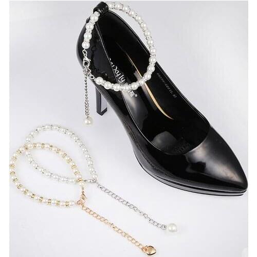Fashion Imitation Pearls Crystal Chains Shoes Band Shoe Decoration Jewelry
