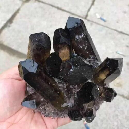 MOKAGY 500g-650g Natural Black Smoky Crystal Quartz Stone Specimen cluster 1pc