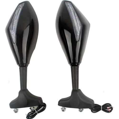 Motorcycle Rearview Side Mirrors Left & Right For Honda Yamaha Suzuki Kawasaki Ducati Rear Mirror LED Turn Signl Universal