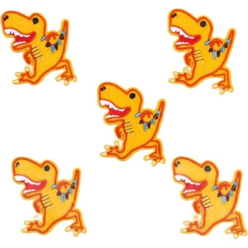10pcs Cartoon Dinosaur Patches Sewing Kids Clothes Stickers Cute Animal Appliques DIY Badge for Jeans Bags Coats Jacks Sweaters