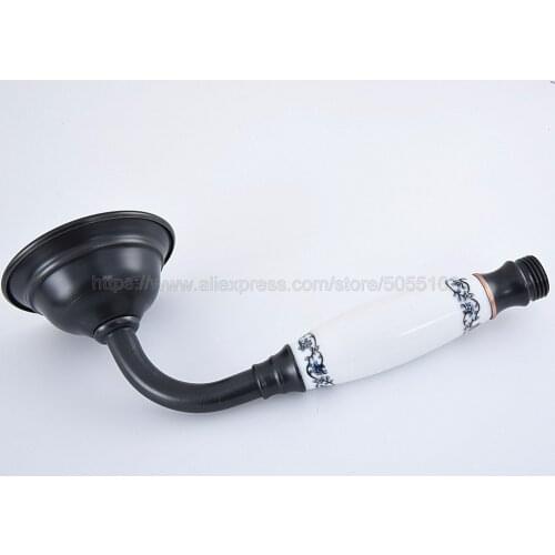 Black Oil Rubbed Brass white ceramic Bathroom Shower Head Water Saving Hand held Sprayer Tap zhh073