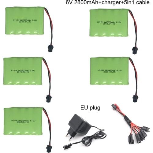 6V 2800mAh NI-MH Battery with charger 5in1 cable set for RC Toy Electric toy AA battery 6 v battery group toy parts wholesale