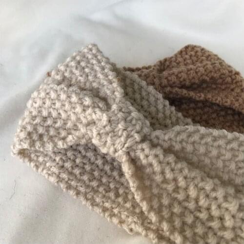 Olive Green Pear-shaped Headband Knit All-match Wool Headband Korean Wide Edge Weave Tide Hair Bands for Women