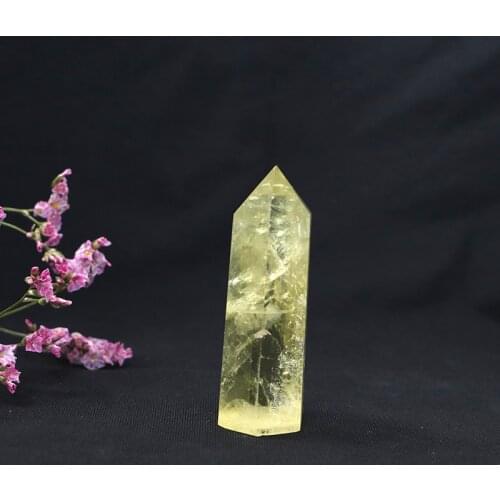 Wholesale Natural Citrine Hexagonal Rod Point Quartz Healing Stone Mineral Ornament Modern Home Decoration Small Decora Gift 1PC