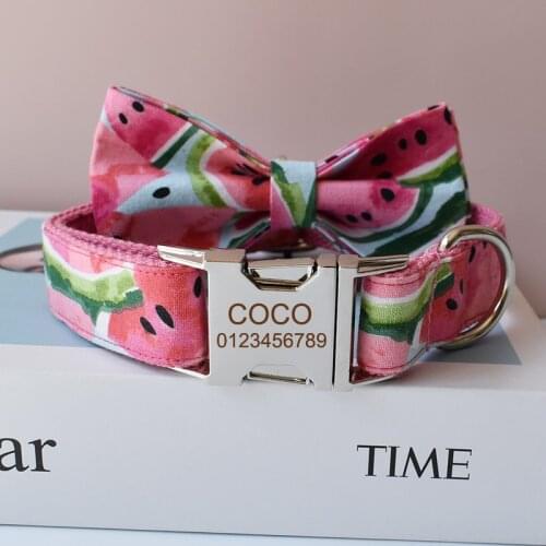 Fruit 04 Dog Collars Personalized Custom Leather Name ID Tags For Medium Large Dogs Pitbull Bulldog Beagle Correa Perro