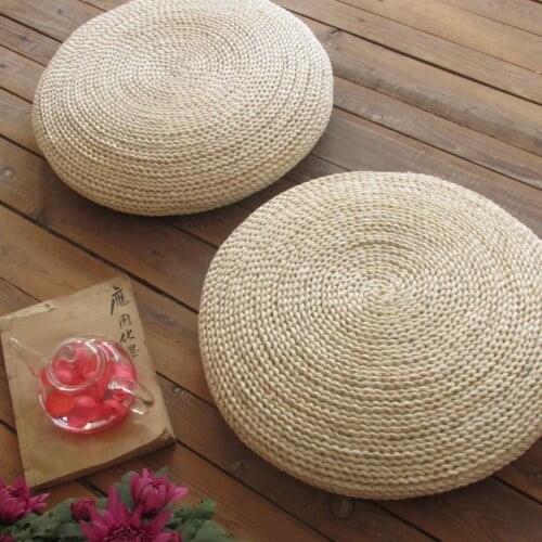 Handcrafted Natural Straw Fabric Cushion Seat In Straw For Home Hotel Decoration