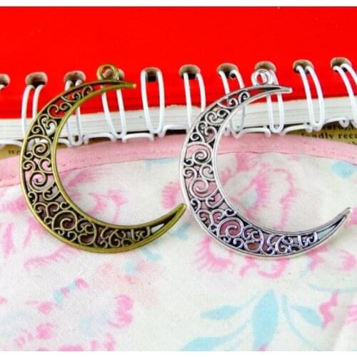 40Pcs 30*40MM Antique Bronze Plated Moon Charms Diy Handmade Jewelry Findings Accessories