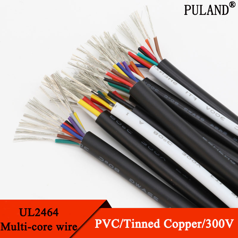 24AWG UL2464 Signal Wire 2 3 4 5 6 8 10 Core PVC Insulated Sheath Power Control Line Amplifier Audio Lamp Electric Copper Cable