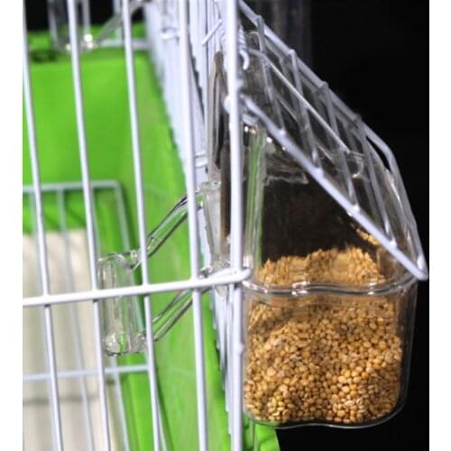 Parrot Bird Transparent Plastic Food Cup Bowl Company Clean Water Silo Waterer M68E