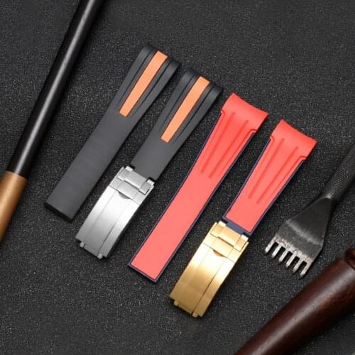 Rubber strap suitable for Rolex single red letter Omega Mido strap waterproof and dustproof outdoor mens sports Bracelet 20 22m
