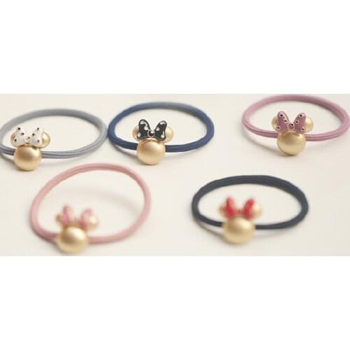 Clever Elastic Rubber Hair Bands Girl Cartoon Mickey Bow Ponytail Holders Headband Hair Rope Princess Headdress Hair Accessories