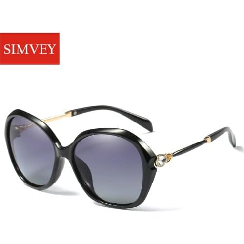 Simvey 2017 Fashion Oversized Mirror Sunglasses Luxury Women Brand Designer Vintage Polarized Sunglasses Shades with Diamond