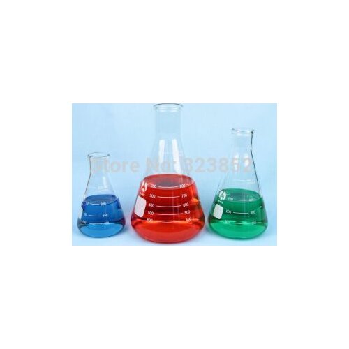 Glass Erlenmeyer Flask Conical Flask 3.3Borosilicate Set of 3- 100, 250 & 500ml Clear And Thick, Welcome To Compare Others Here