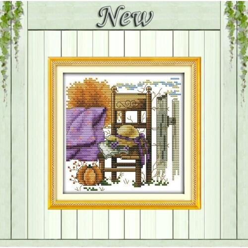 The chair and hat home decor painting counted printed on canvas DMC 11CT 14CT Chinese Cross Stitch kits needlework Set embroider