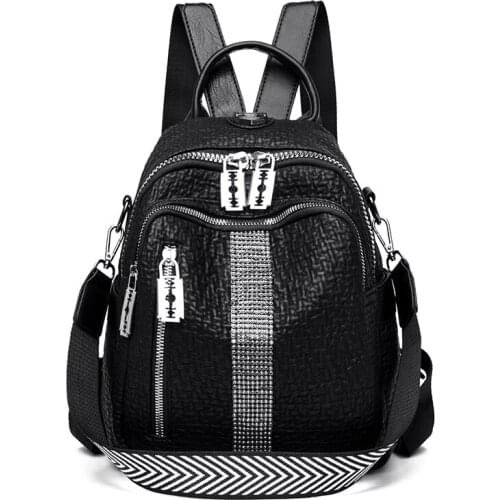 2020 trend ladies retro backpack brand designer leather PU diamond fashion college student school bag large capacity school bag