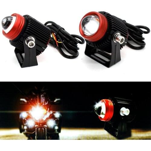 2PCS Universal Motorcycle Led Headlights LED Spotlights Dual Color High Low Beam Auto Auxiliary Lamp