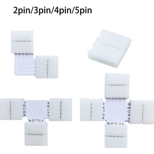 WS2812B WS2811 SK6812 WS2815 Free Soldering Led Connector 2/3/4/5PIN L/T/X Shape Corner Connector For 10mm RGB Led Strip Light