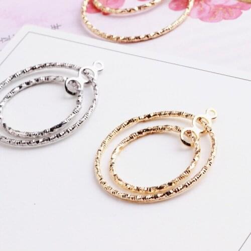 Diy jewelry earring pendants accessory 50pcs/lot copper alloy rounds rings shape gold/silver plated metal fashion charms