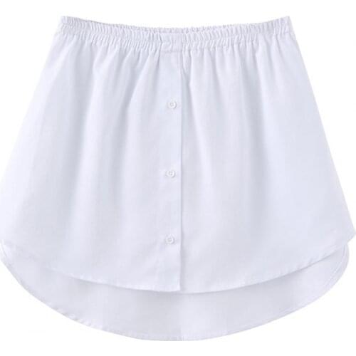 Women Fake Shirt Irregular Skirt Blouse Tail Hem Cotton Detachable Underskirt Elastic High Waist Split Half Slips Skirt Extender
