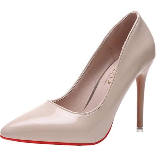 2019 spring new nightclub high heels fashion shallow mouth low shoes pointed female shoes stiletto work shoes