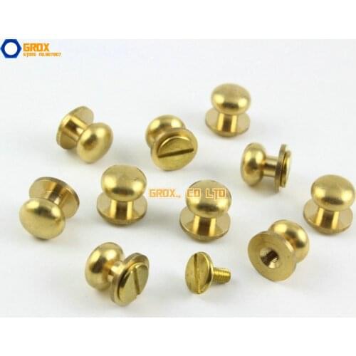 25Pcs 9mm Round Head Solid Brass Rivet Chicago Screw for Leather Craft