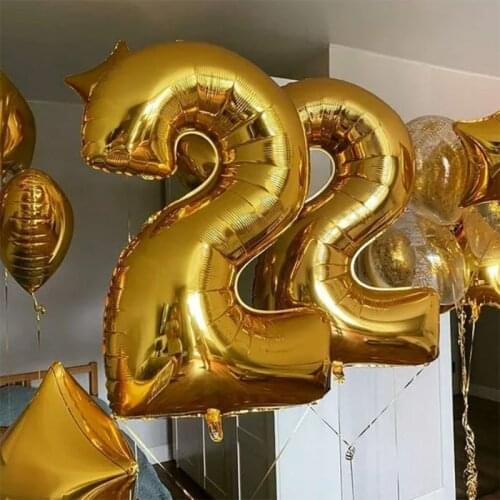 2pcs 32/40 Inch Rose Gold Black 22nd Birthday Number Balloon Girls 22th Birthday Party Decorations Anniversary Digital Globos