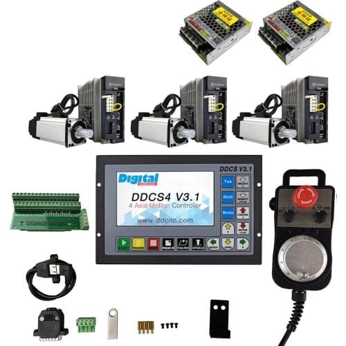 3-axis CNC kit ddcsv3.1 motion control system 750W servo motor kit Z-axis with brake, with emergency stop electronic handwheel