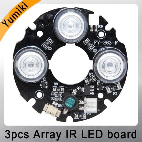 Yumiki 3pcs array IR led Spot Light Infrared 3x IR LED board for CCTV cameras night vision (53mm diameter)