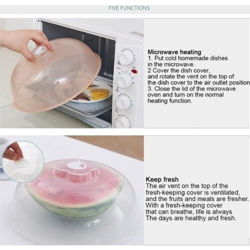 50LB Reusable Round Plastic Microwave Spatter Cover Fruit and Vegetable Protector Dust-Proof with Adjustable Steam Vent Hole