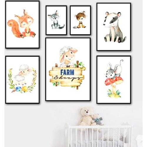 Diamond Painting Pet Sheep Mouse Wolf Childrens Room Wall Art Poster Kindergarten Art Picture of Rhinestones Home Decoration