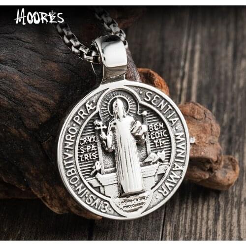 Amulet 316 stainless steel St Bens Exorcism St Pendant necklace Italian Camino Catholic shrine accessories