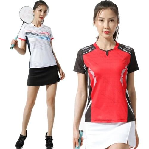 Quick Dry Breathable Badminton Shirt Women Sports Table Tennis T Shirts Team Game Running Training Short Sleeves